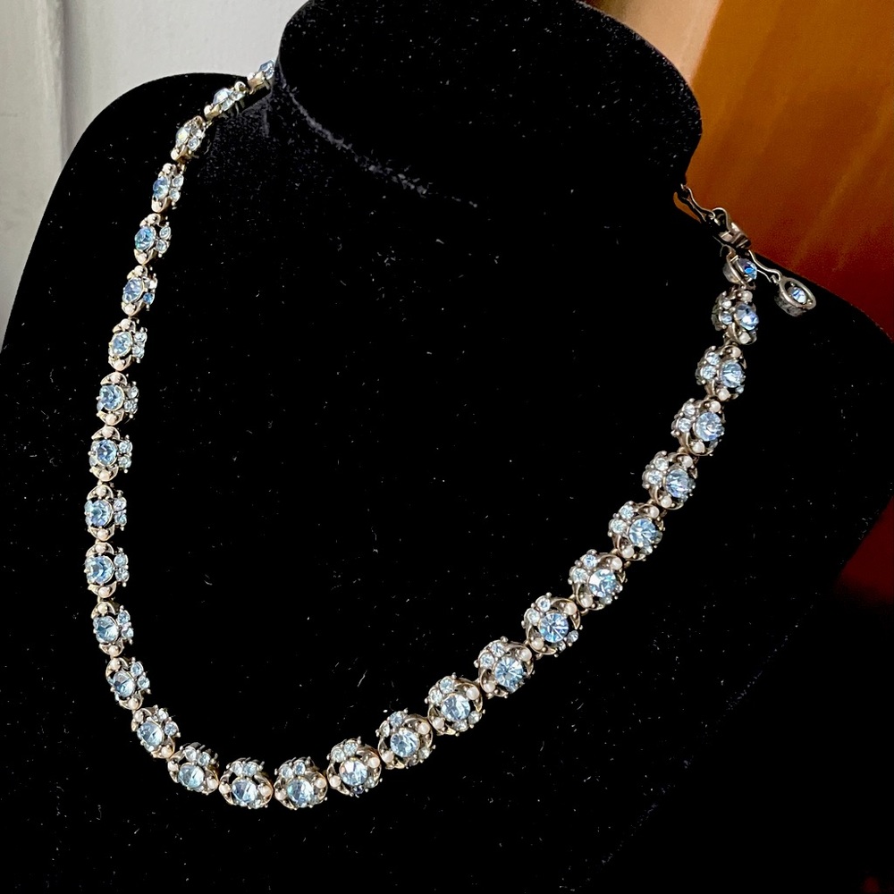 Hollycraft 1953 rhinestone faux pearl necklace